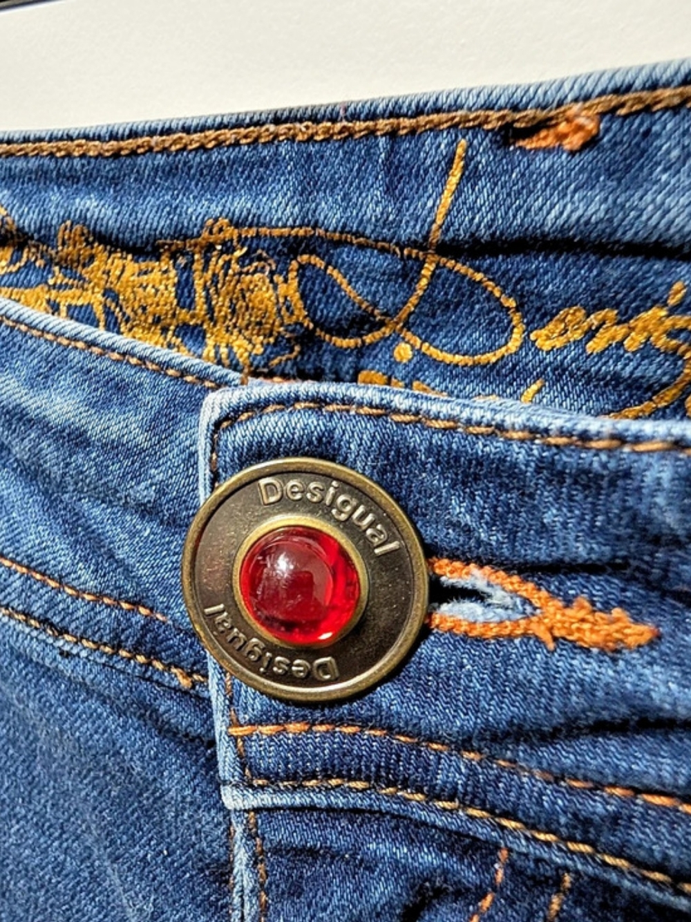 Desigual embroidered skinny jeans Floral Skinny Jeans Blue Size 25 - Picture 6 of 10